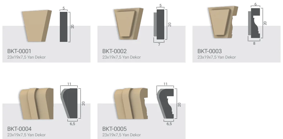 Kilit Taşları ürün modelleri, kodları ve teknik çizimleri